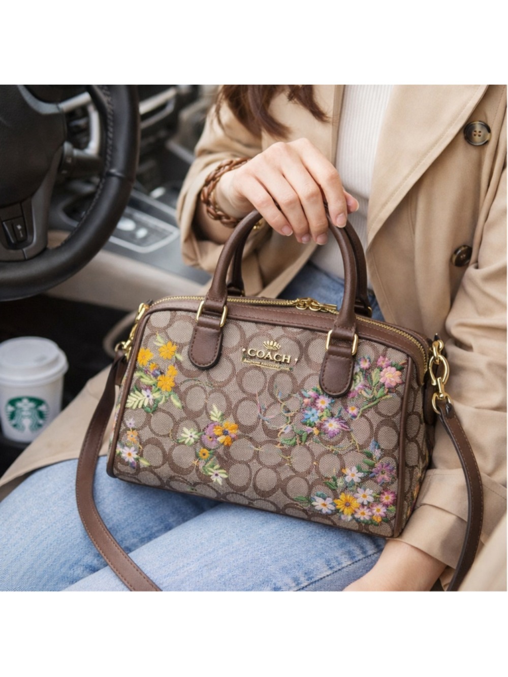 NEW Coach Rowan Crossbody Floral Embroidered Signature Jacquard CDZ01 NWT - Picture 2 of 12